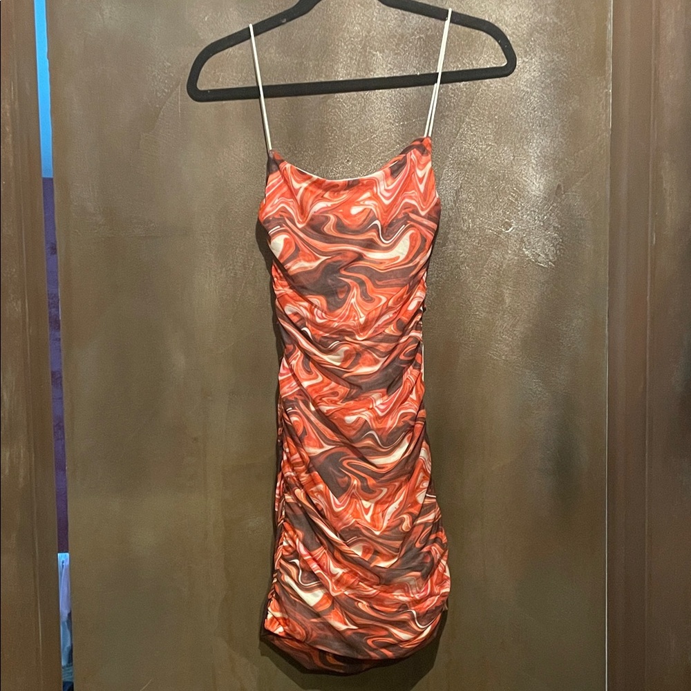 Swirl Patterned Slip Dress Open back